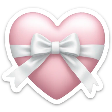 Pastel pink heart with white bow sticker