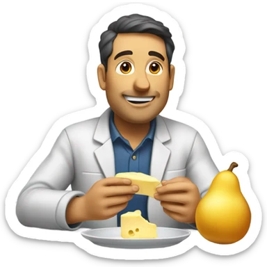 An engineer is eating a raclett sticker