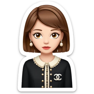 girl with long and brown hair wearing channel sticker