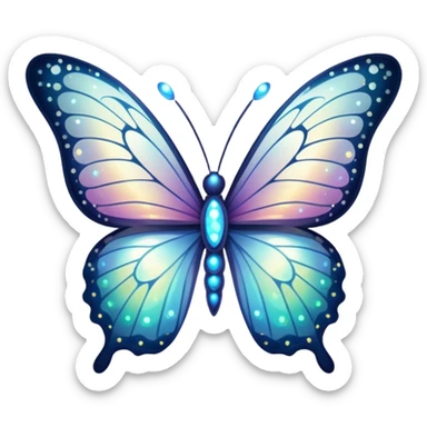 white sparkly butterfly glowing with many more bright and obvious sparkles everywhere sticker