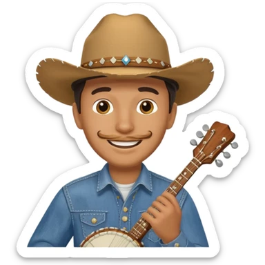 banjo-playing cowboy sticker