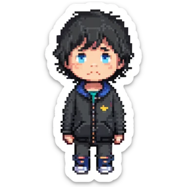 sad little boy sticker