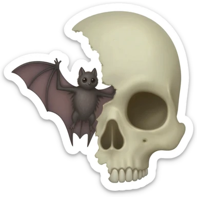 Bat and human skull together in one frame sticker