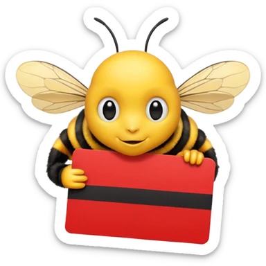 using this image, make the bee hold a red card like a referree sticker