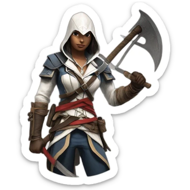 Connor's avatar with her ax in Assassin's Creed 3 sticker