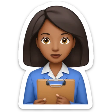 black professional woman with a clipboard sticker