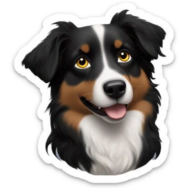 Small black australian shepherd dog moon sticker
