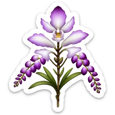 single white purple Rhynchostylis Orchid, 
straight stem sticker