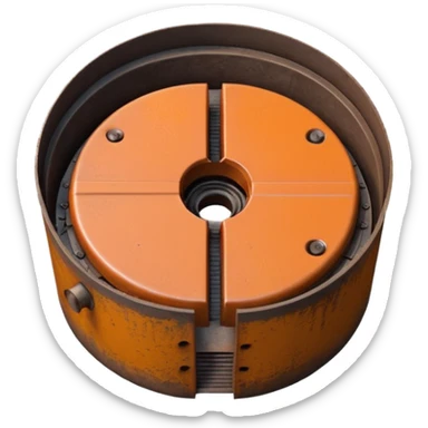 3D illustration of a manhole cover half-open with pipe access visible below, clean Pixar-like rendering, subtle shadows, slightly industrial look, not scary sticker