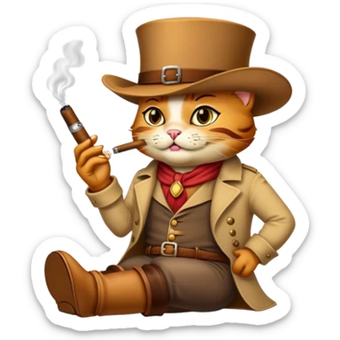 Puss in Boots nervously smokes sticker