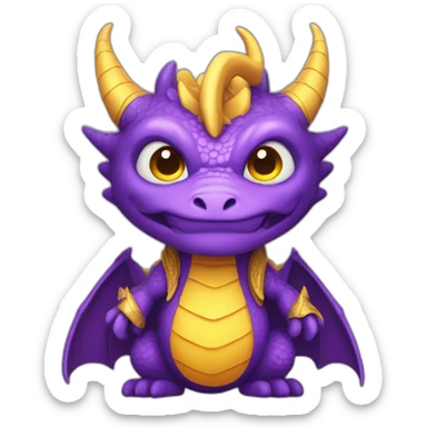 purple dragon with yellow eyes wearing wizard clothes sticker
