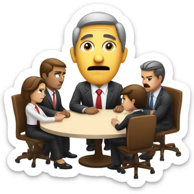 business people sitting around a table looking unhappy sticker