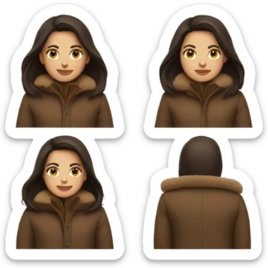 Brunette with a brown winter coat  sticker