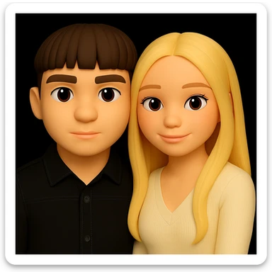 Rotate the girl slightly more forward so she is looking straight ahead, preserving the 3d-emoji style look and feel, keep everything else unchanged. sticker