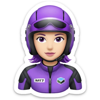 Créer un emoji copiable sur mon système iOS avec une moto mt07 noir mate / violet plus foncé que tu as et iridescent. le style de la mt07 doit être en sport. Avec pilote dessus visière violet bulle de la moto violet aussi. Avec fond arrière  violet  sticker