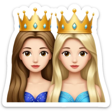 two beautiful girls with crowns and very long hair miss universe sticker