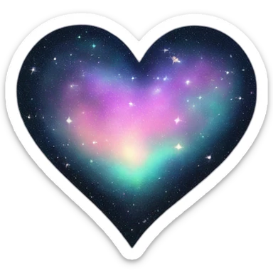 sparkly glittery shiny heart galaxy sticker
