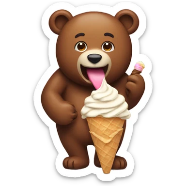 bear eating icecream sticker