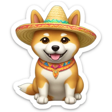 shiba inu wearing sombrero sticker