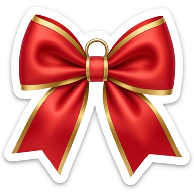 Red christmas bow with gold sticker