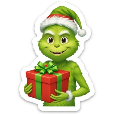 Grinch with present sticker