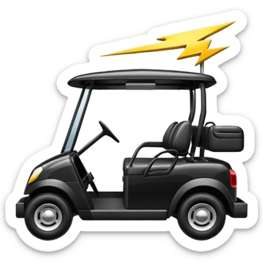 black golf cart with a lightning bolt over it sticker