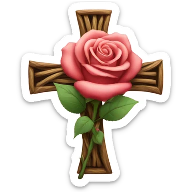 Rose wrapped around a cross sticker
