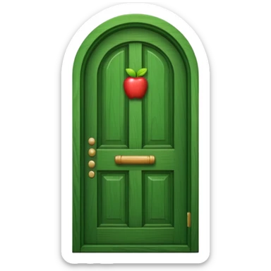 A wooden green door emoji in the style of Apple emoji sticker