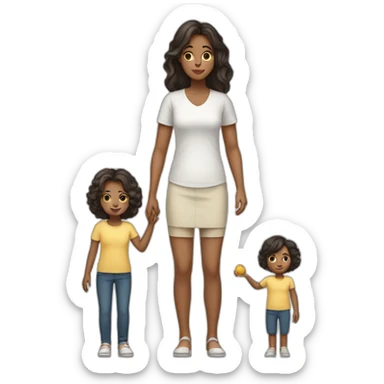 mother and child with dark hair5 and white skin full length sticker