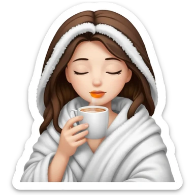 girl inside a blanket sipping coffee eyes closed sticker