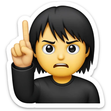 Emo emoji holding up middle fingef sticker