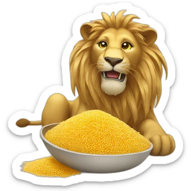 Lion pours millet sticker