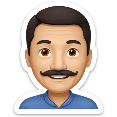Older Chinese man with dark hair and full mustache sticker