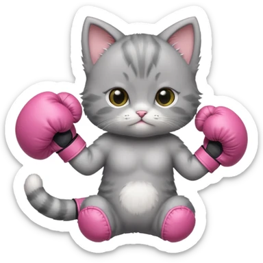 Happy Gray baby girl kitten boxing  sticker