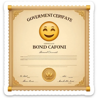 Minimalistic 3D emoji style government bond certificate, rolled parchment document without ribbon, clean beige paper, subtle texture, financial document look, simple shading, soft shadow, isolated on transparent background, professional, modern emoji design, no festive elements, no bow sticker