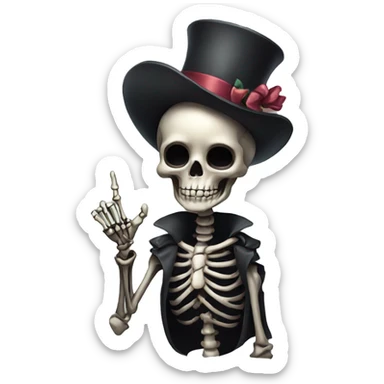 Cute skeleton women w bow on head w middle finger sticker