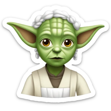 yoda in a maid outfit sticker