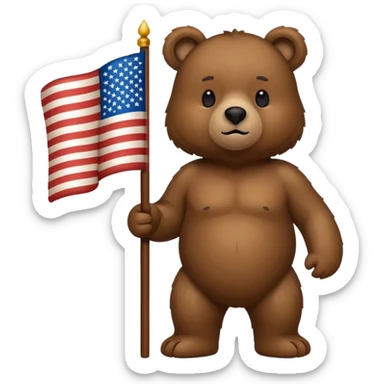 American flag bear sticker