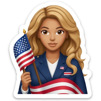 Beyonce with american flag sticker