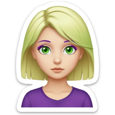 Blond and purple hair girl with green eyes sticker