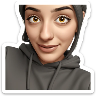 smiling girl in grey hoodie sticker