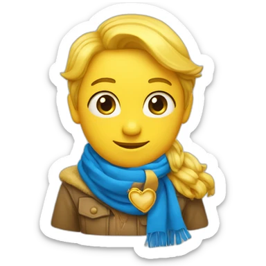 gelbes Herz mit blauem Schal sticker