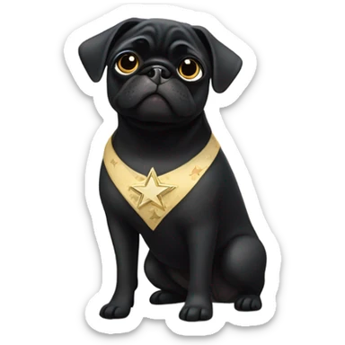 Black pug a Jewish star dress sticker