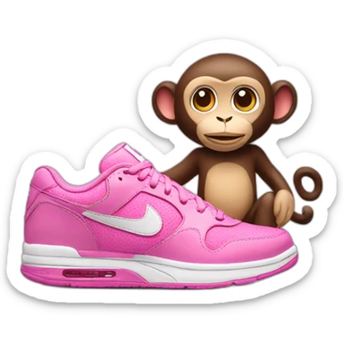 A pink monkey with nike shoes sticker