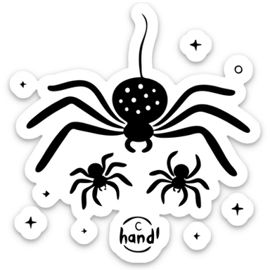 Cute spider family with parent spiders and baby spiders gathered together sticker