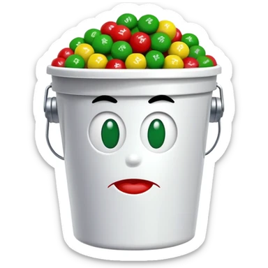 KFC bucket with a green M&M character sitting inside it sticker