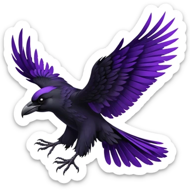 Black  and purple realistic Raven wings sticker
