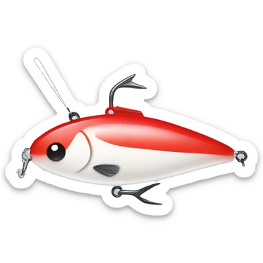 Red and white fishing lure sticker