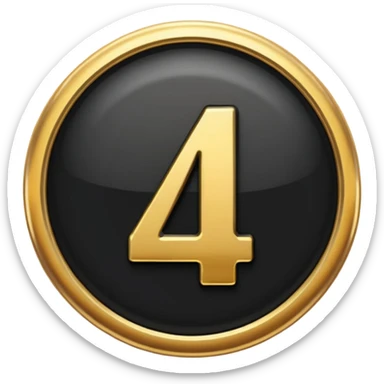 Make a round badge for a paid subscription out of black stone and gold with the number 4 sticker