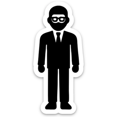 A dark-skinned man in a suit with glasses, full-length sticker